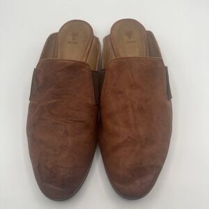 Frye Womens Terri Gore Mule Size 9M Cognac Tan Leather‎ Slip On Shoe Artisan Dye
